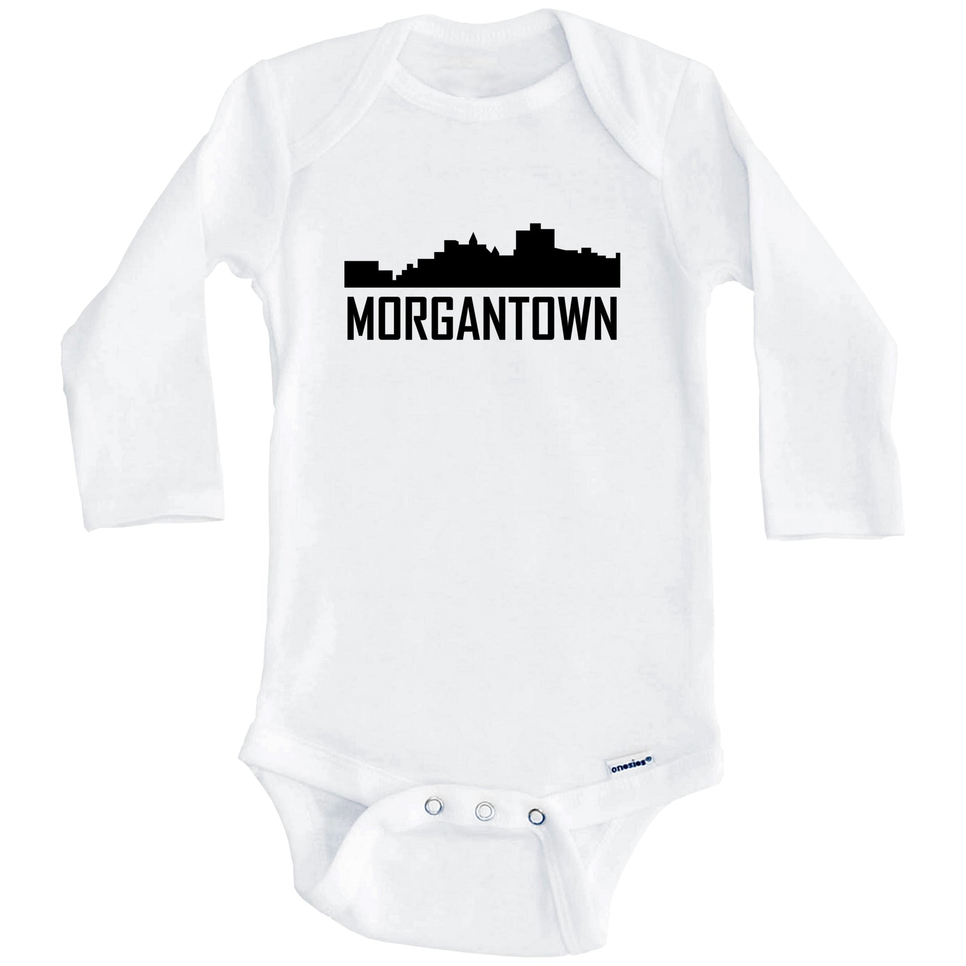 Morgantown West Virginia Skyline Silhouette Baby Onesie (Long Sleeves)