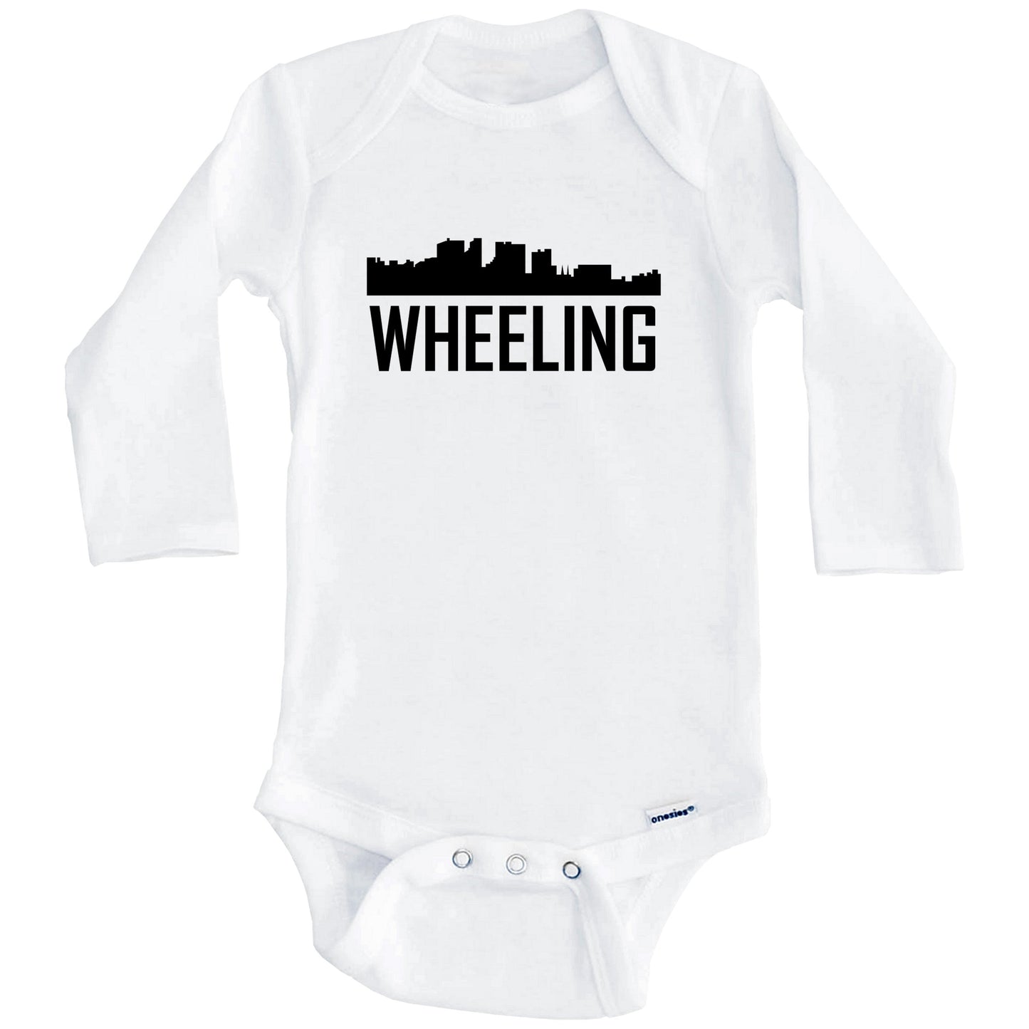 Wheeling West Virginia Skyline Silhouette Baby Onesie (Long Sleeves)