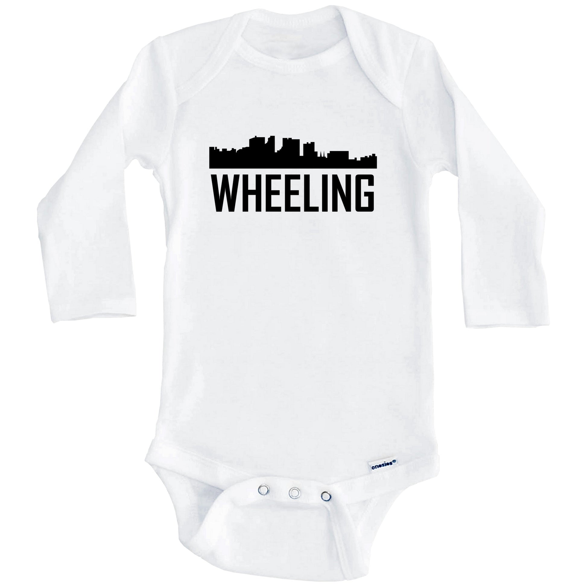 Wheeling West Virginia Skyline Silhouette Baby Onesie (Long Sleeves)
