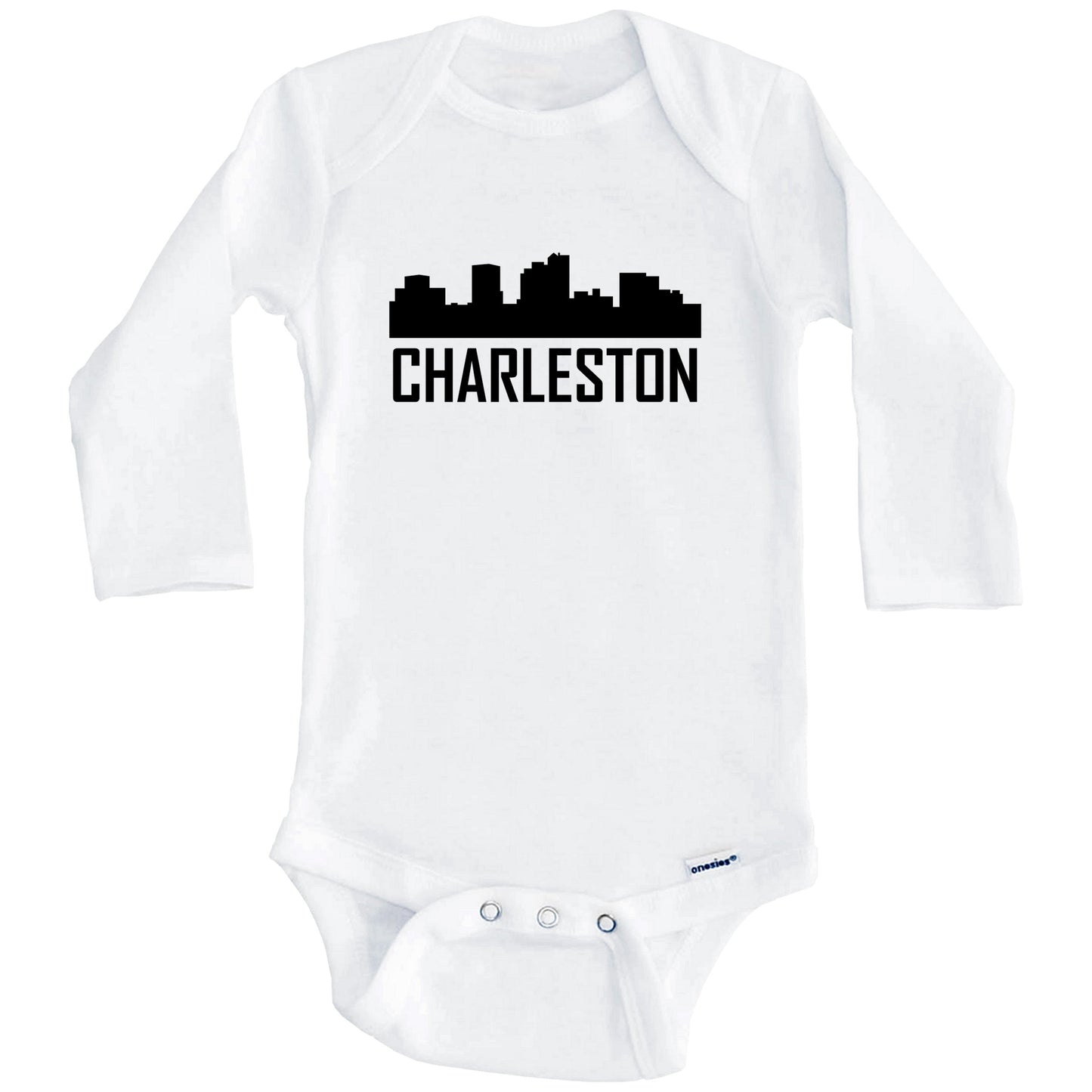 Charleston West Virginia Skyline Silhouette Baby Onesie (Long Sleeves)