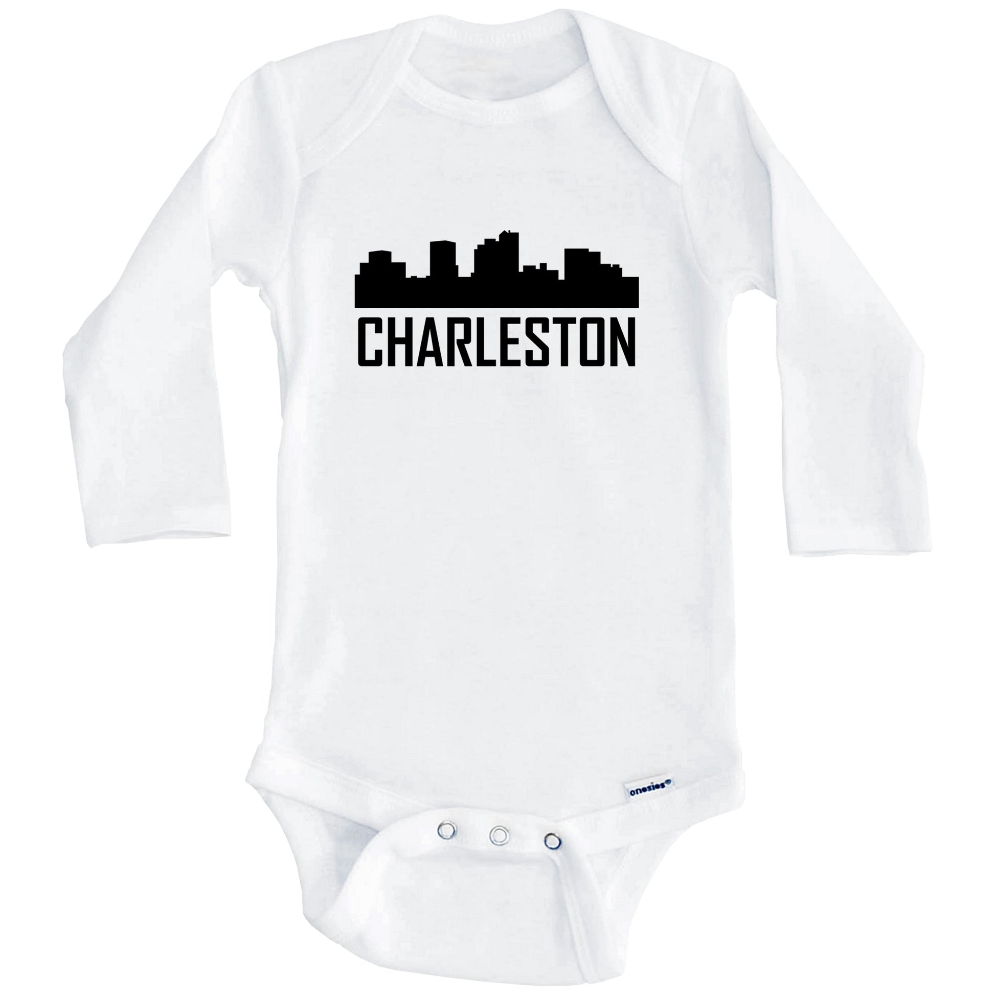 Charleston West Virginia Skyline Silhouette Baby Onesie (Long Sleeves)