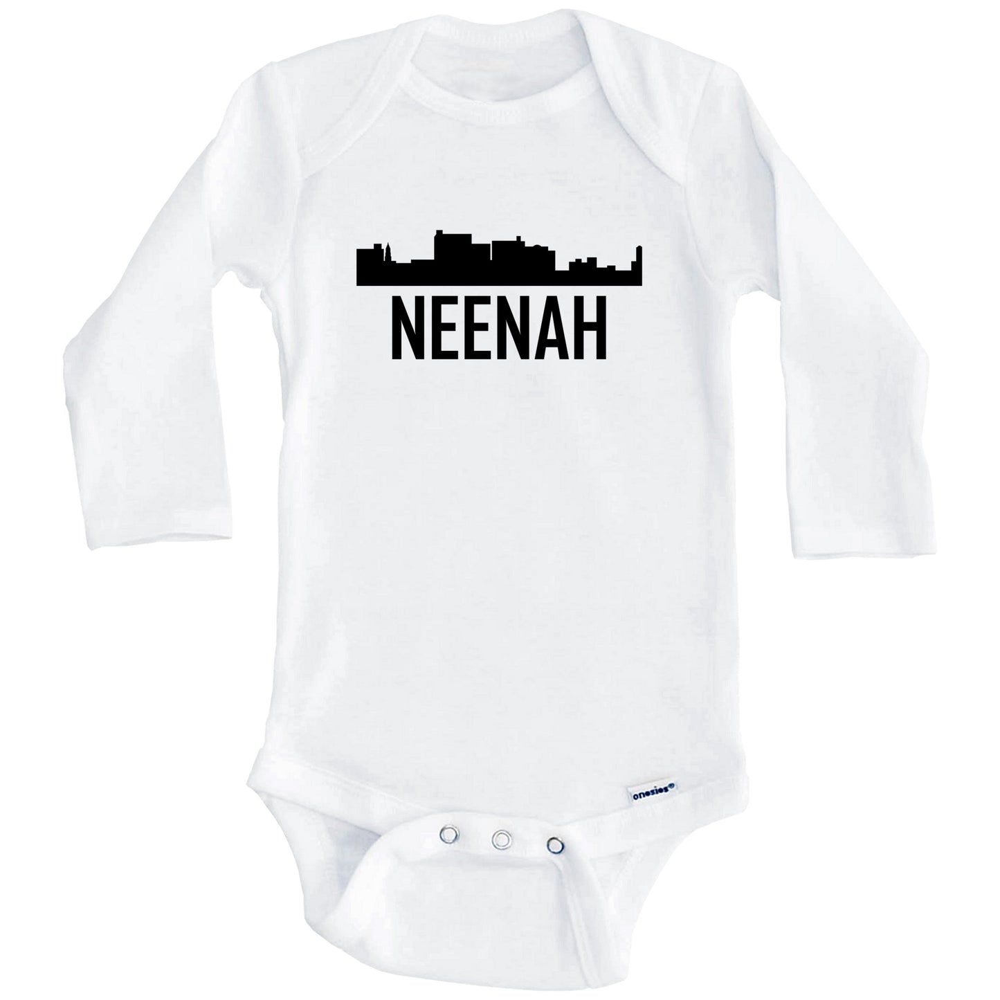 Neenah Wisconsin Skyline Silhouette Baby Onesie (Long Sleeves)