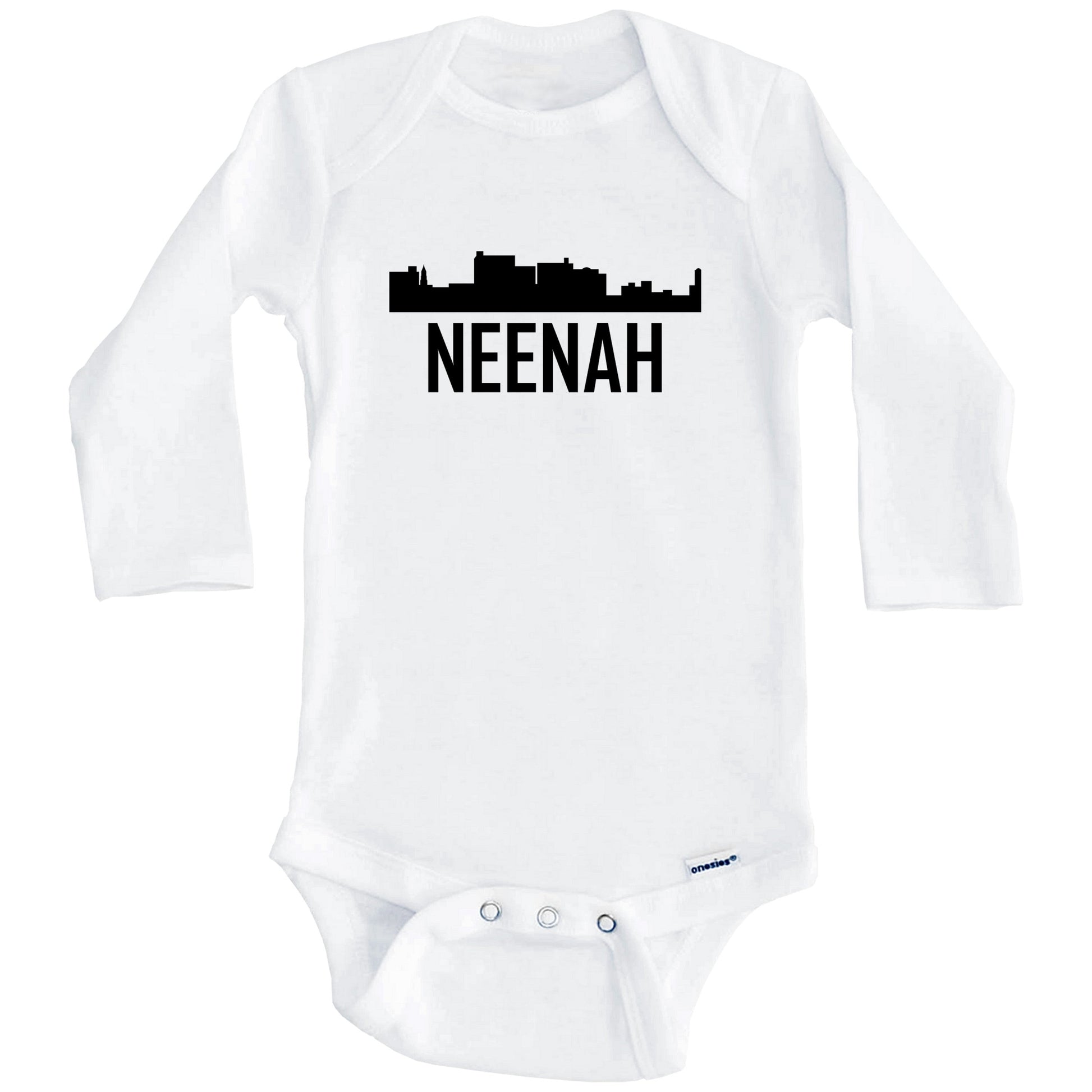 Neenah Wisconsin Skyline Silhouette Baby Onesie (Long Sleeves)