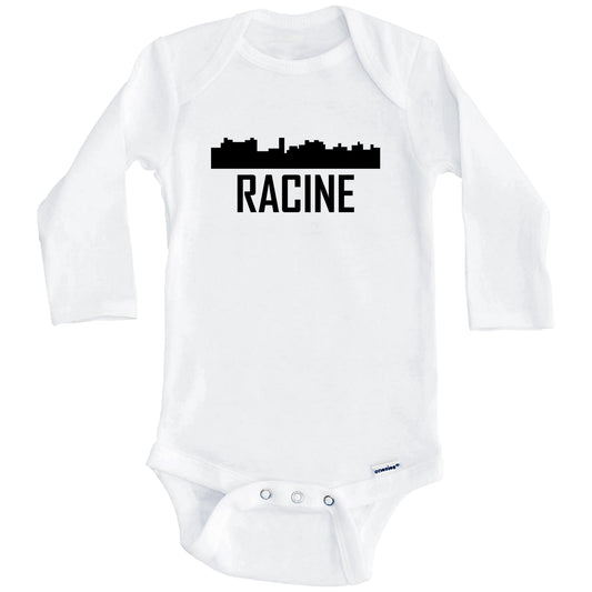 Racine Wisconsin Skyline Silhouette Baby Onesie (Long Sleeves)