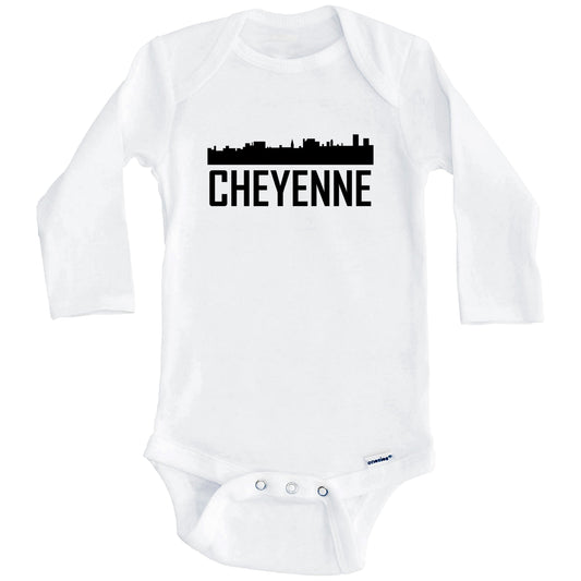 Cheyenne Wyoming Skyline Silhouette Baby Onesie (Long Sleeves)