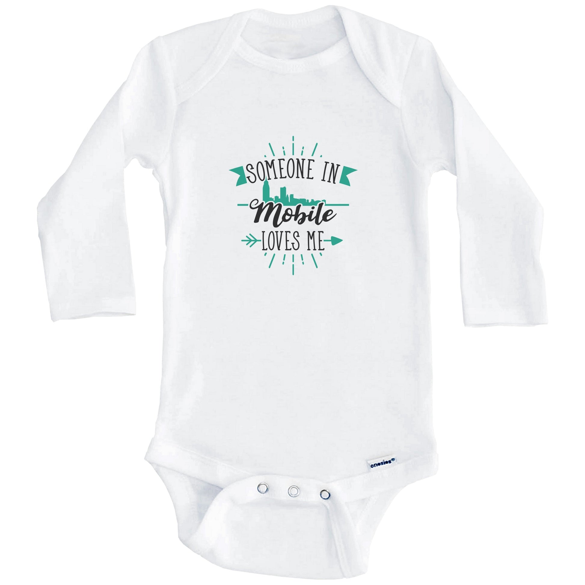 Someone In Mobile Loves Me Mobile AL Skyline Baby Onesie (Long Sleeves)