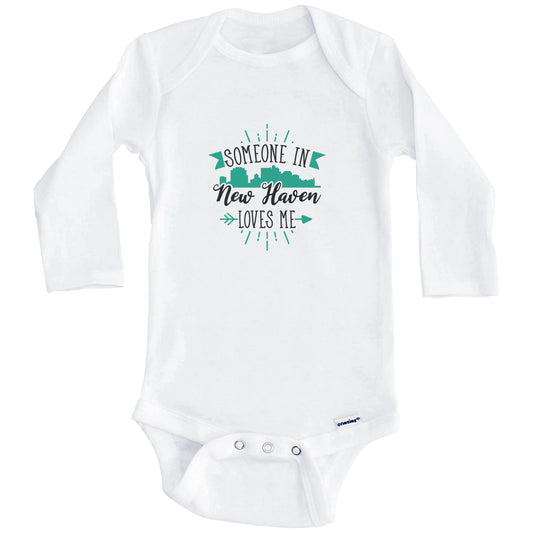 Someone In New Haven Loves Me New Haven CT Skyline Baby Onesie (Long Sleeves)
