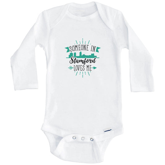 Someone In Stamford Loves Me Stamford CT Skyline Baby Onesie (Long Sleeves)