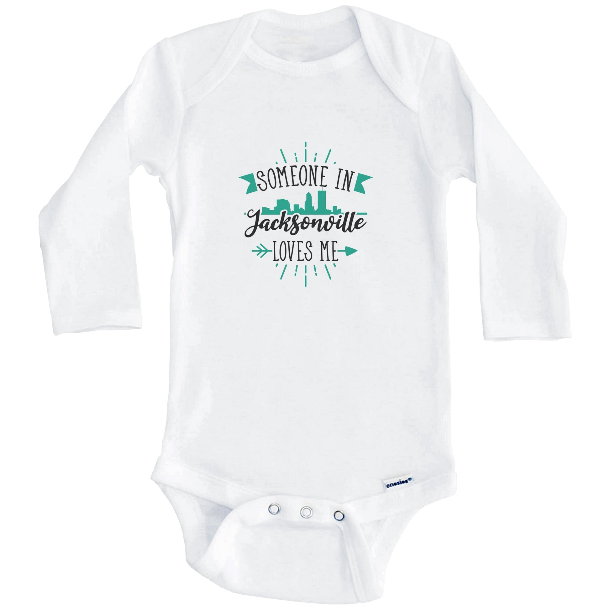 Someone In Jacksonville Loves Me Jacksonville FL Skyline Baby Onesie (Long Sleeves)