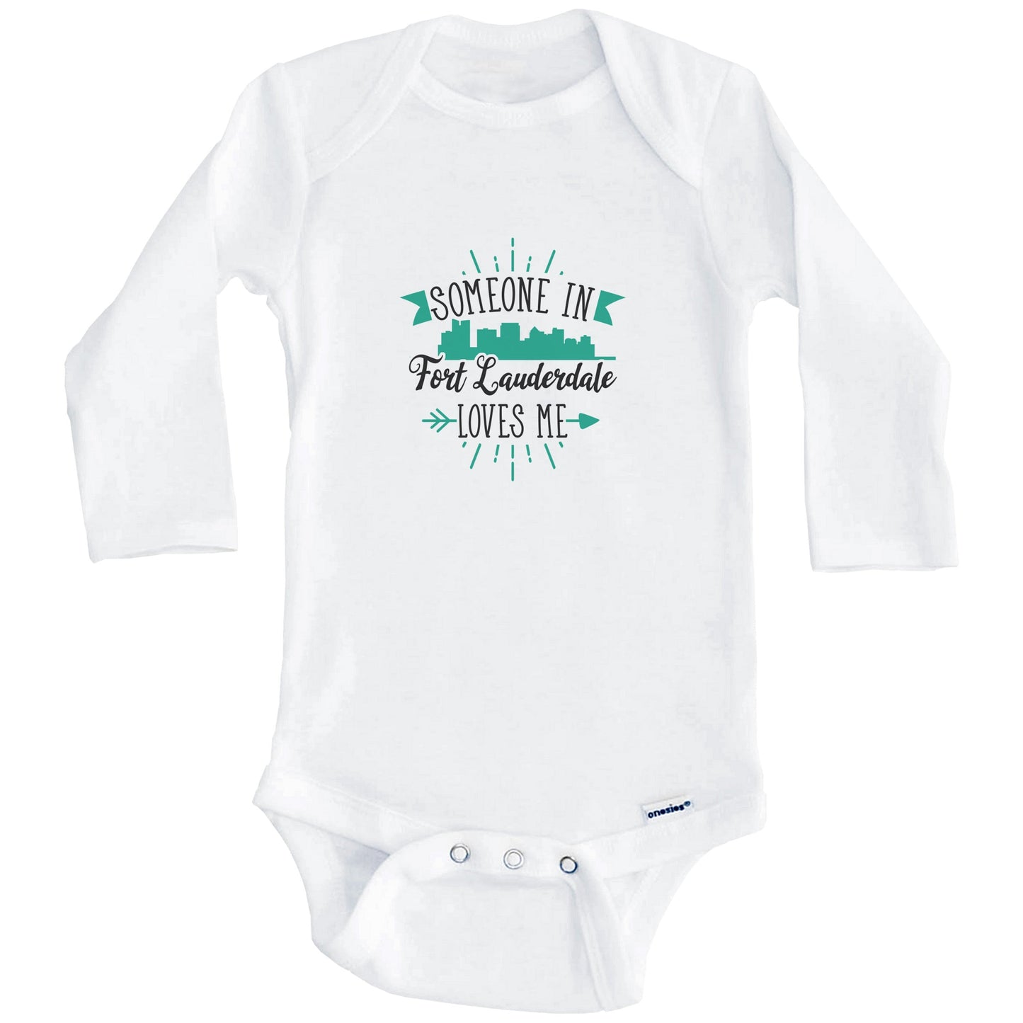 Someone In Fort Lauderdale Loves Me Ft Lauderdale FL Skyline Baby Onesie (Long Sleeves)