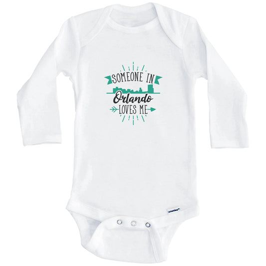 Someone In Orlando Loves Me Orlando FL Skyline Baby Onesie (Long Sleeves)
