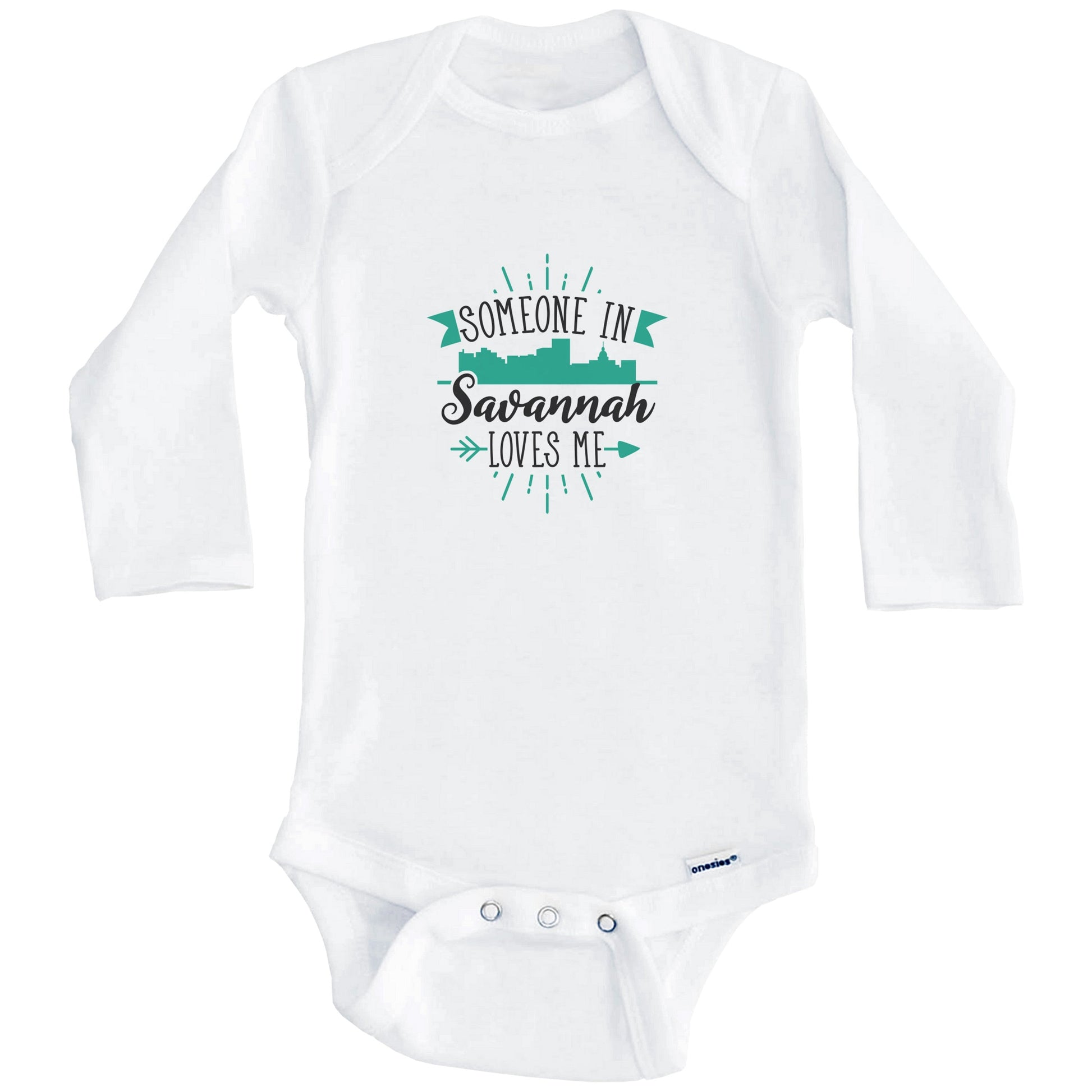 Someone In Savannah Loves Me Savannah GA Skyline Baby Onesie (Long Sleeves)