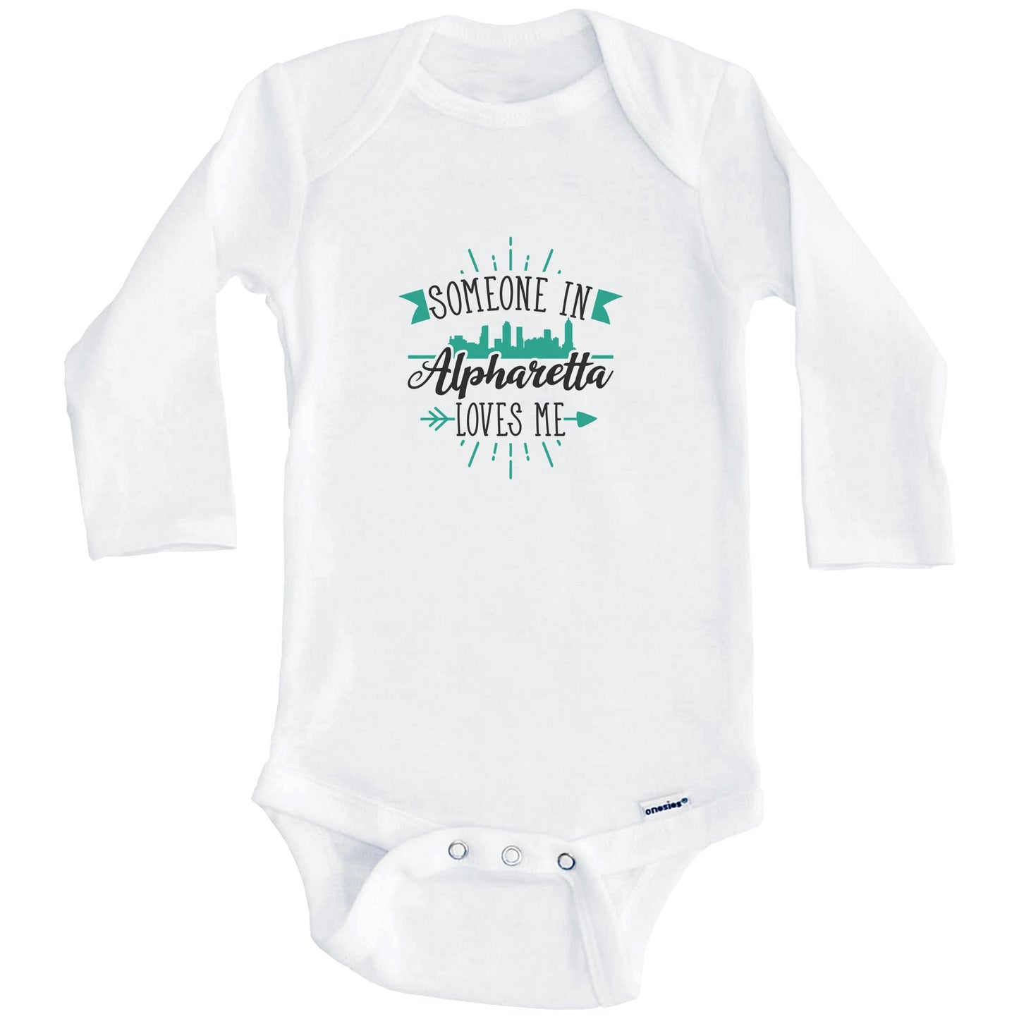 Someone In Alpharetta Loves Me Alpharetta GA Skyline Baby Onesie (Long Sleeves)