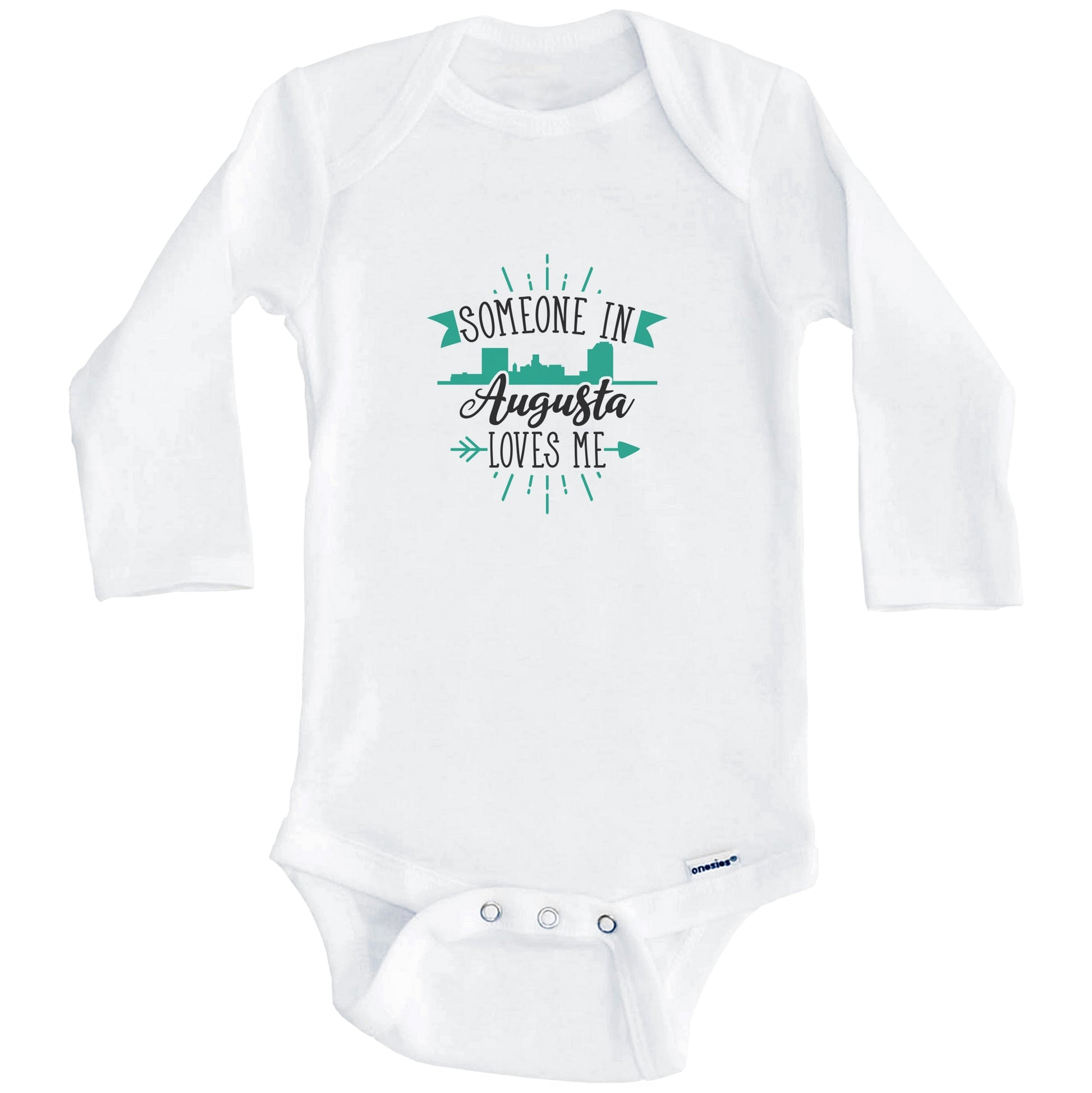 Someone In Augusta Loves Me Augusta GA Skyline Baby Onesie (Long Sleeves)