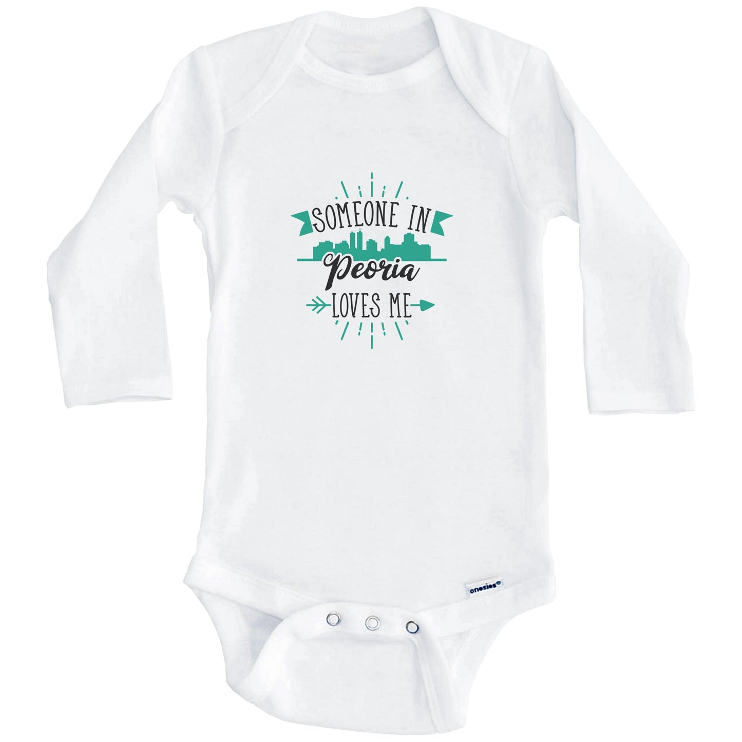 Someone In Peoria Loves Me Peoria IL Skyline Baby Onesie (Long Sleeves)