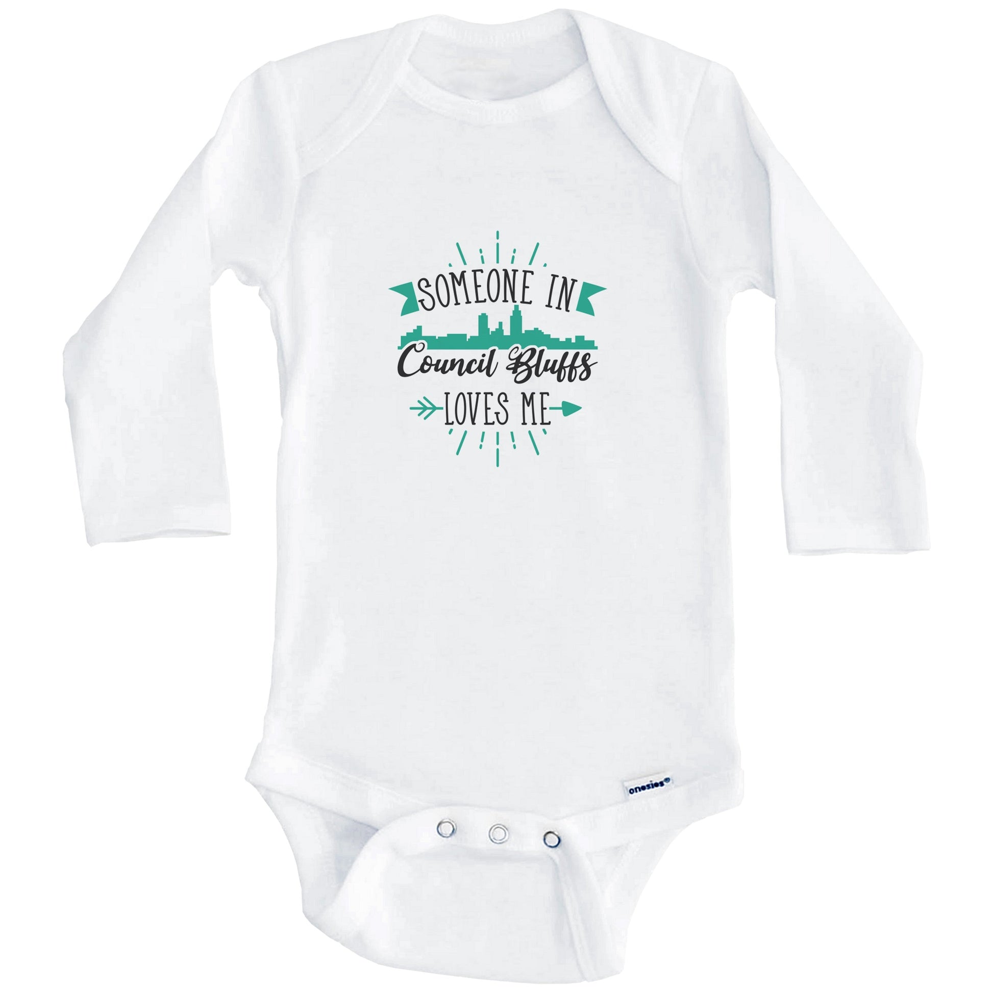 Someone In Council Bluffs Loves Me Council Bluffs IA Skyline Baby Onesie (Long Sleeves)