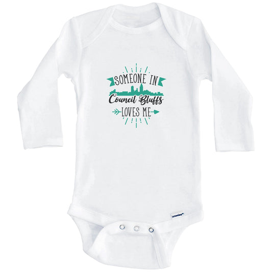 Someone In Council Bluffs Loves Me Council Bluffs IA Skyline Baby Onesie (Long Sleeves)