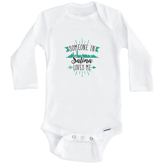 Someone In Salina Loves Me Salina KS Skyline Baby Onesie (Long Sleeves)
