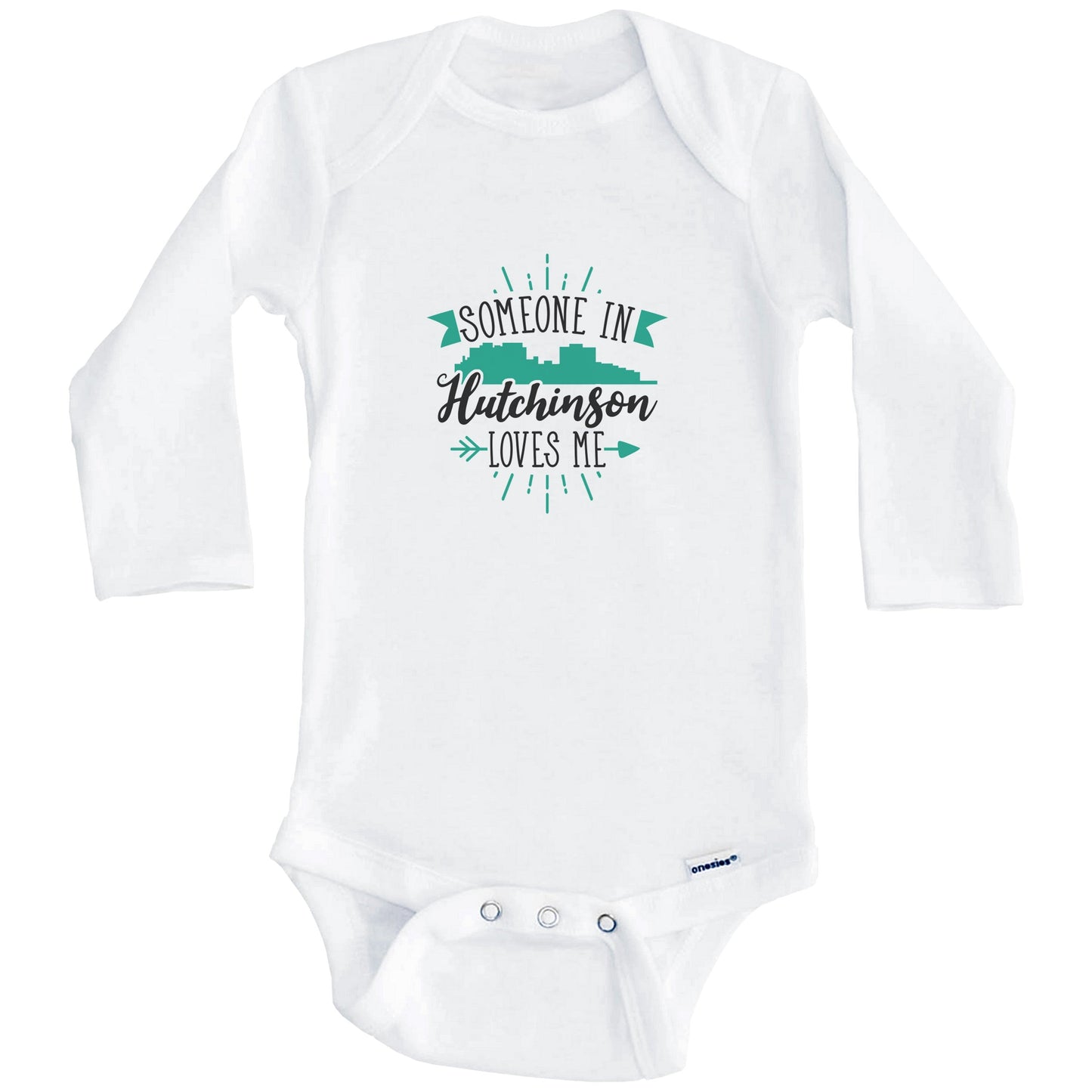 Someone In Hutchinson Loves Me Hutchinson KS Skyline Baby Onesie (Long Sleeves)