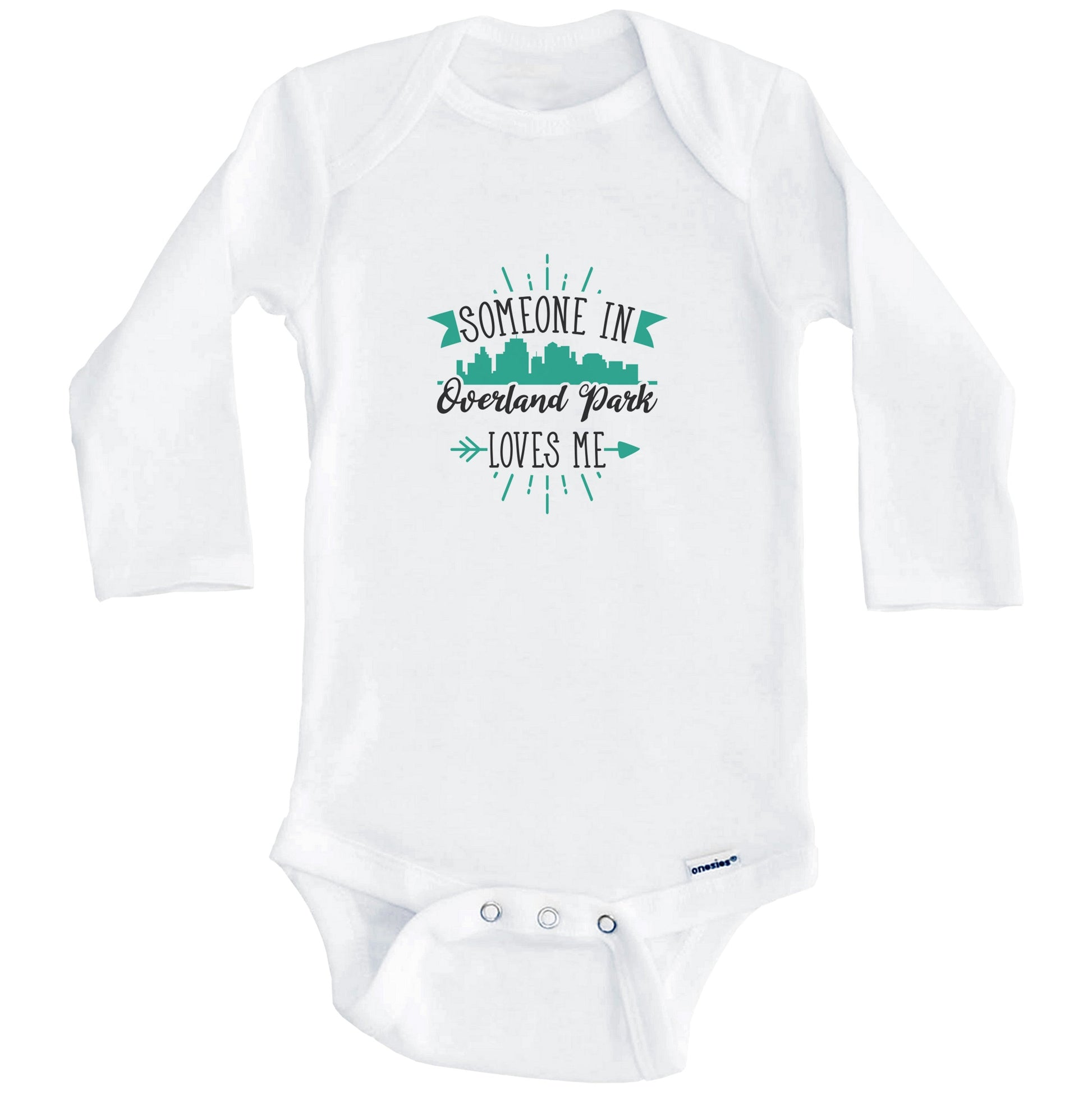 Someone In Overland Park Loves Me Overland Park KS Skyline Baby Onesie (Long Sleeves)