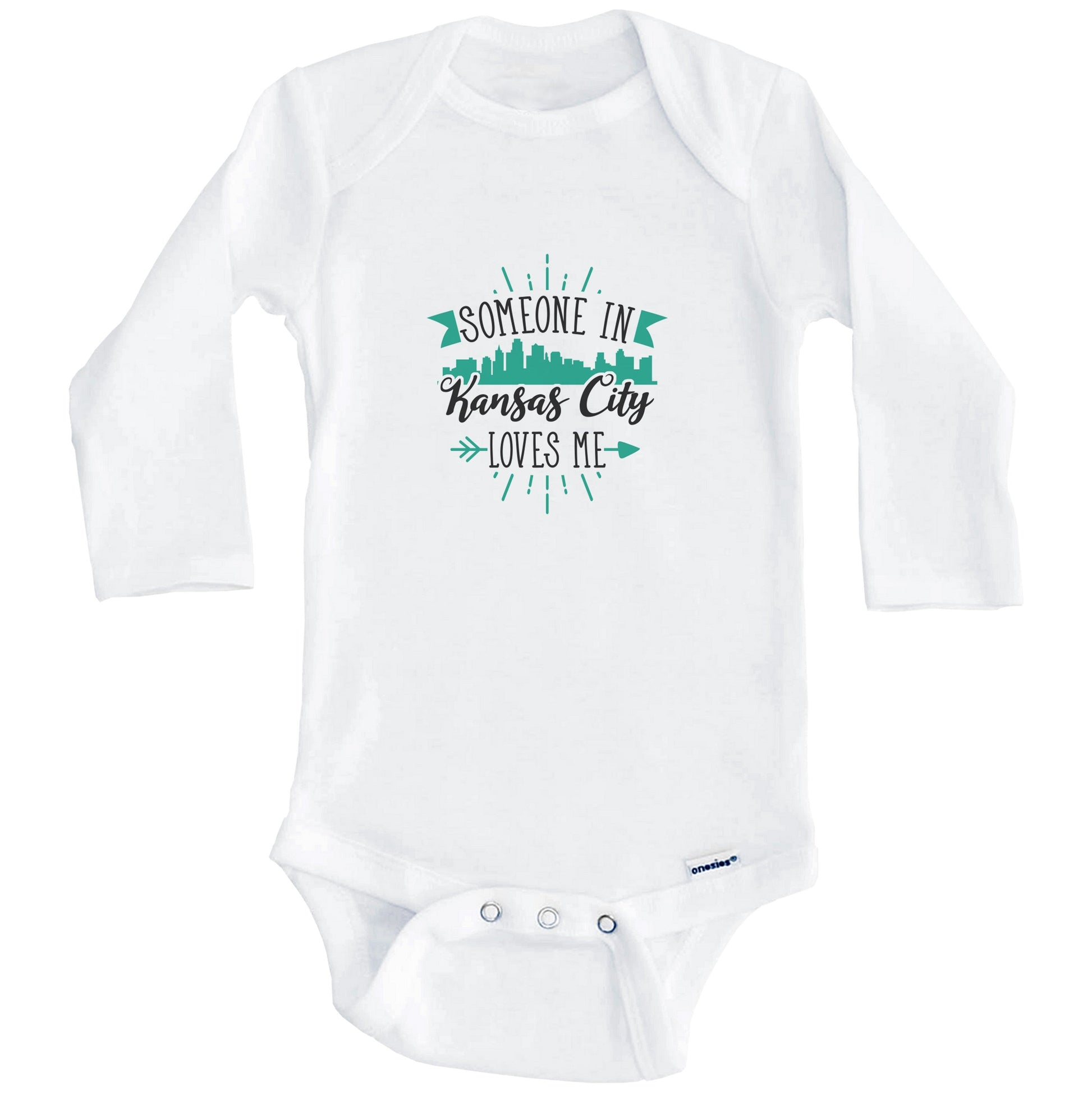 Someone In Kansas City Loves Me Kansas City KS Skyline Baby Onesie (Long Sleeves)