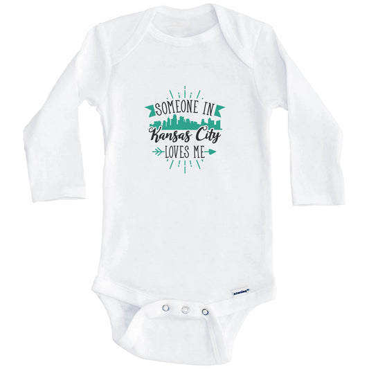 Someone In Kansas City Loves Me Kansas City KS Skyline Baby Onesie (Long Sleeves)