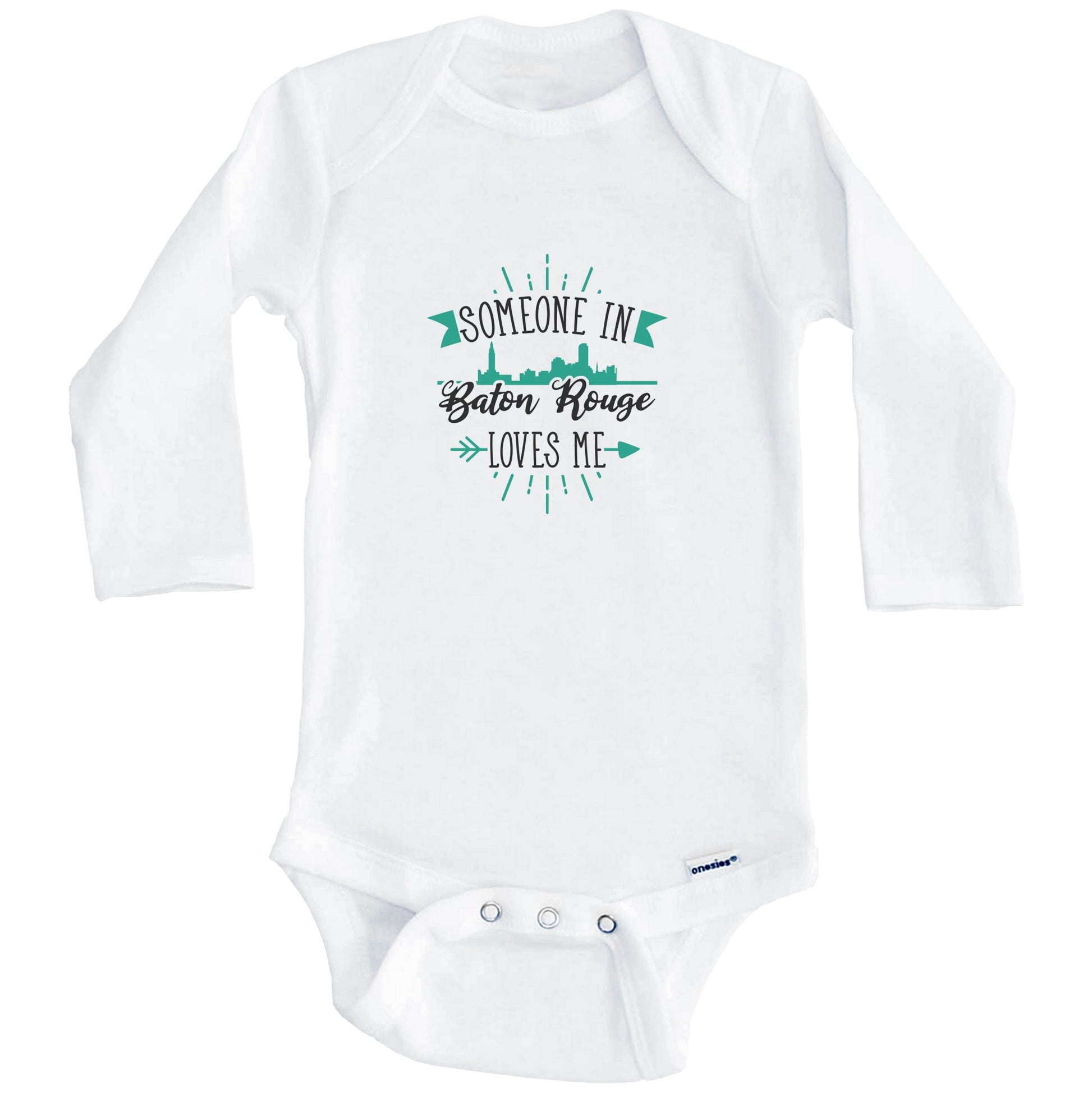 Someone In Baton Rouge Loves Me Baton Rouge LA Skyline Baby Onesie (Long Sleeves)