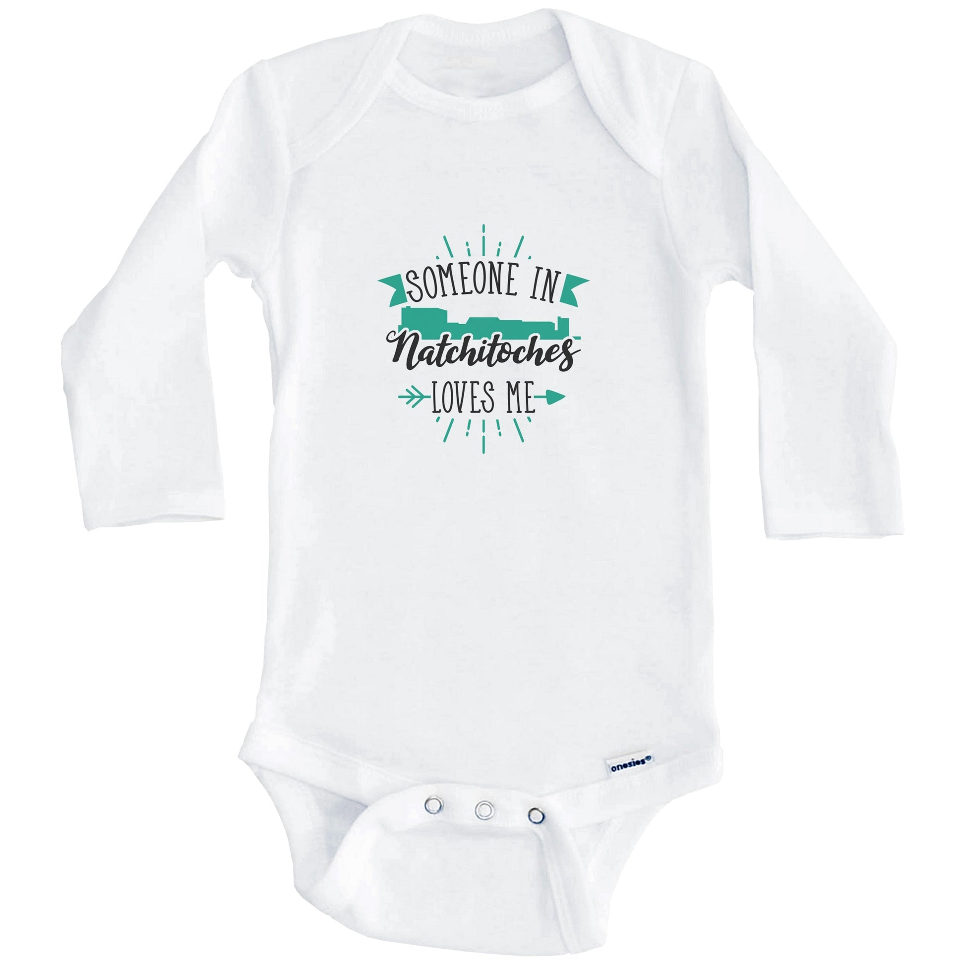 Someone In Natchitoches Loves Me Natchitoches LA Skyline Baby Onesie (Long Sleeves)