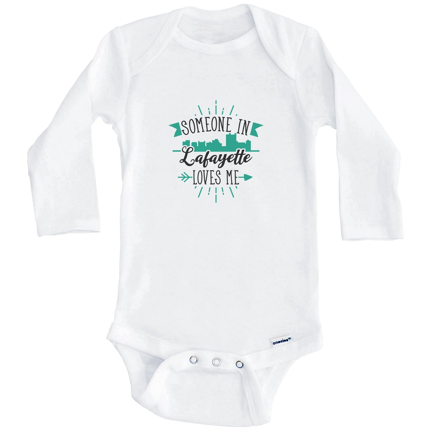 Someone In Lafayette Loves Me Lafayette LA Skyline Baby Onesie (Long Sleeves)