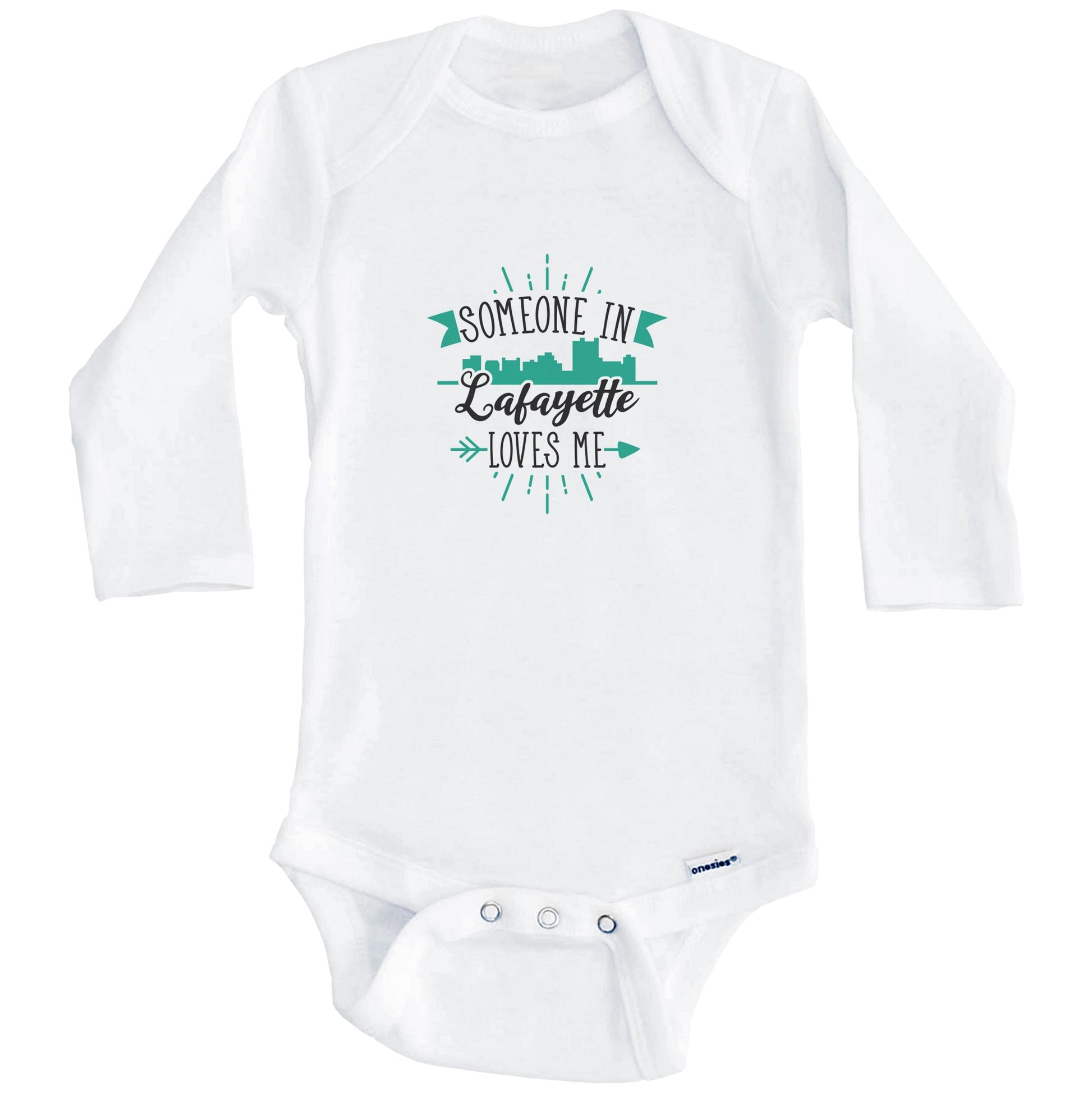 Someone In Lafayette Loves Me Lafayette LA Skyline Baby Onesie (Long Sleeves)