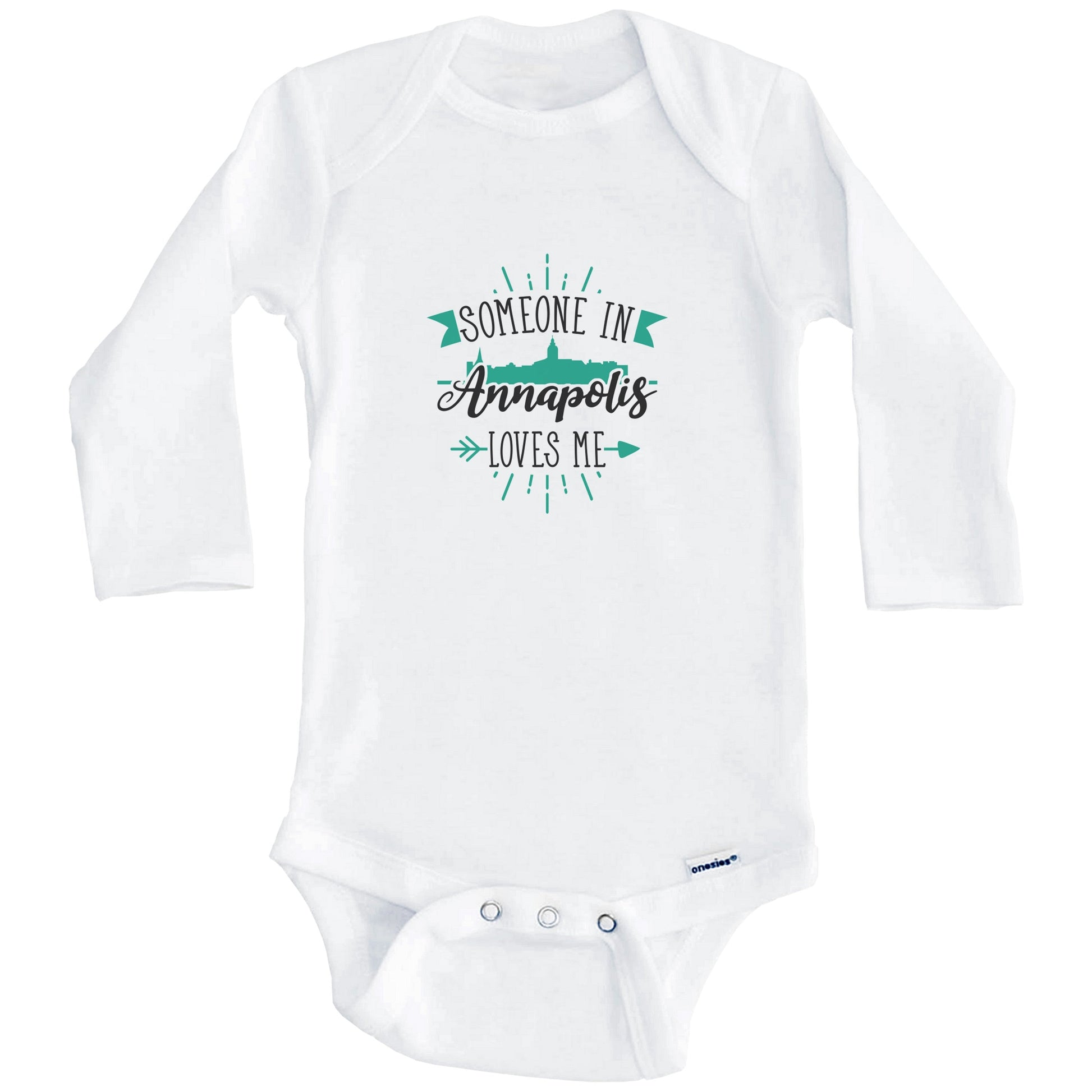 Someone In Annapolis Loves Me Annapolis MD Skyline Baby Onesie (Long Sleeves)