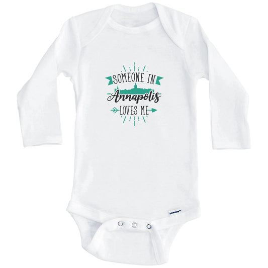 Someone In Annapolis Loves Me Annapolis MD Skyline Baby Onesie (Long Sleeves)