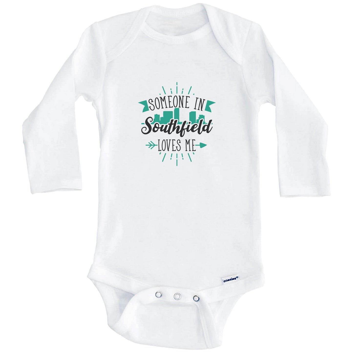 Someone In Southfield Loves Me Southfield MI Skyline Baby Onesie (Long Sleeves)