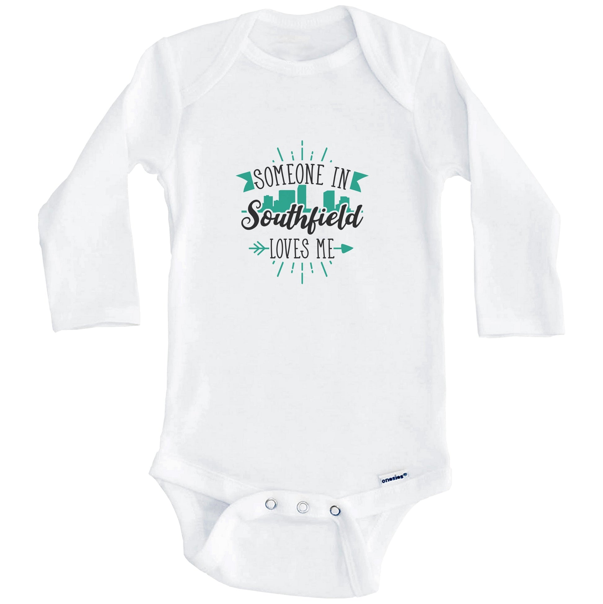 Someone In Southfield Loves Me Southfield MI Skyline Baby Onesie (Long Sleeves)