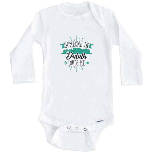 Someone In Duluth Loves Me Duluth MN Skyline Baby Onesie (Long Sleeves)