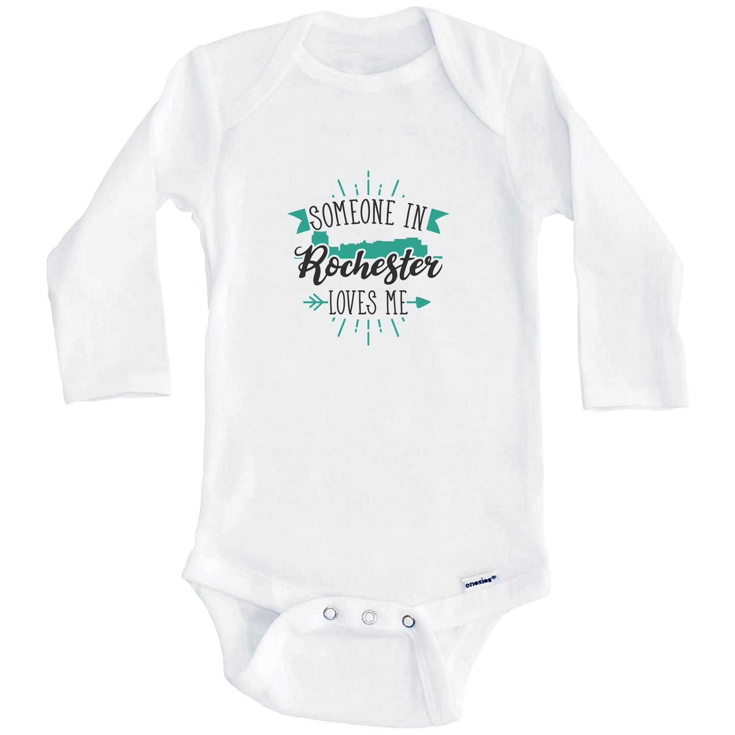 Someone In Rochester Loves Me Rochester MN Skyline Baby Onesie (Long Sleeves)