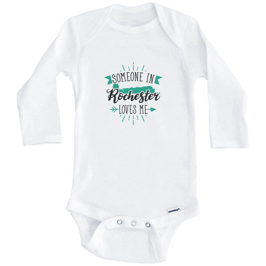 Someone In Rochester Loves Me Rochester MN Skyline Baby Onesie (Long Sleeves)