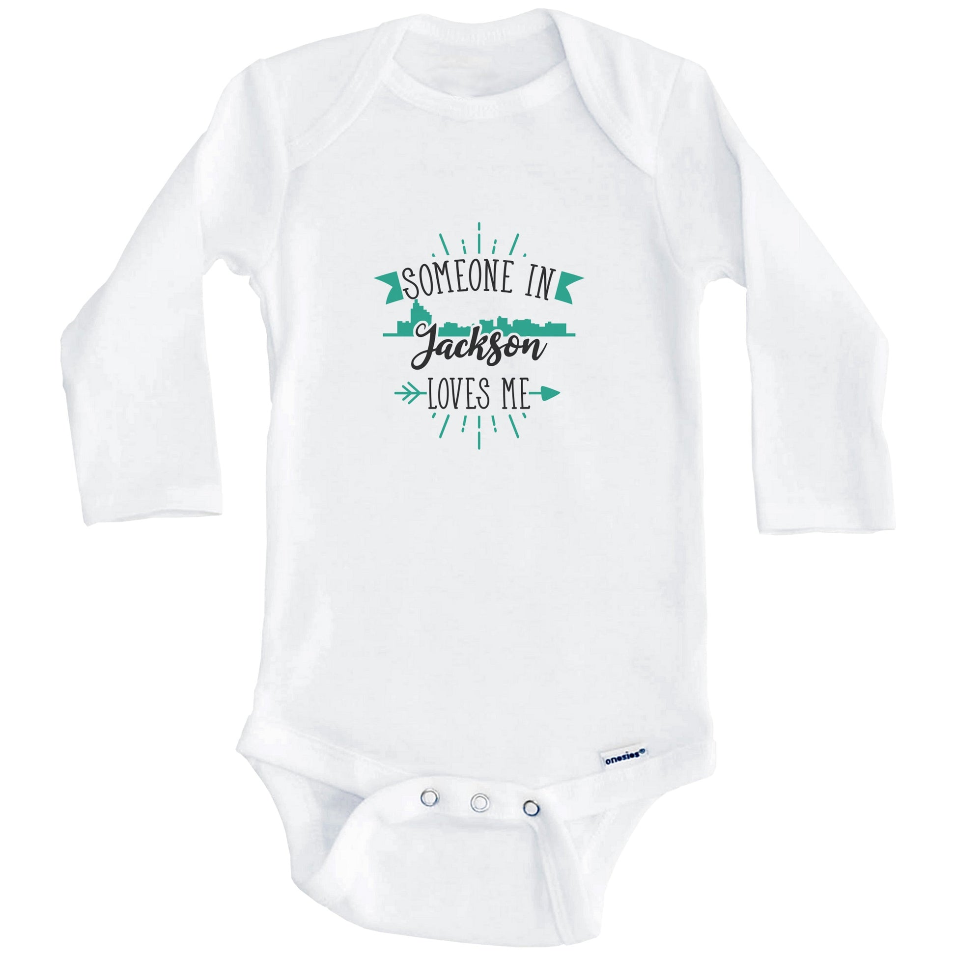 Someone In Jackson Loves Me Jackson MS Skyline Baby Onesie (Long Sleeves)