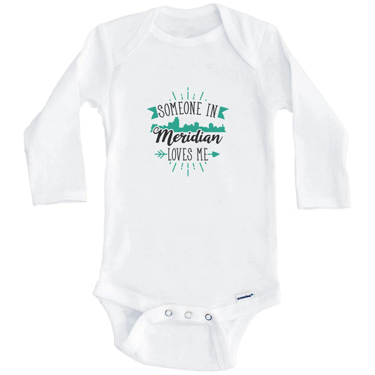 Someone In Meridian Loves Me Meridian MS Skyline Baby Onesie (Long Sleeves)