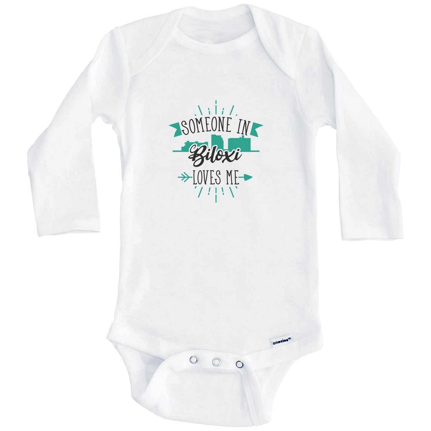 Someone In Biloxi Loves Me Biloxi MS Skyline Baby Onesie (Long Sleeves)