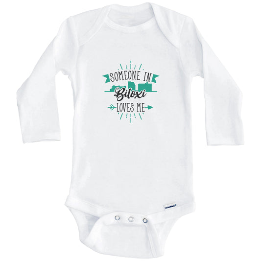 Someone In Biloxi Loves Me Biloxi MS Skyline Baby Onesie (Long Sleeves)