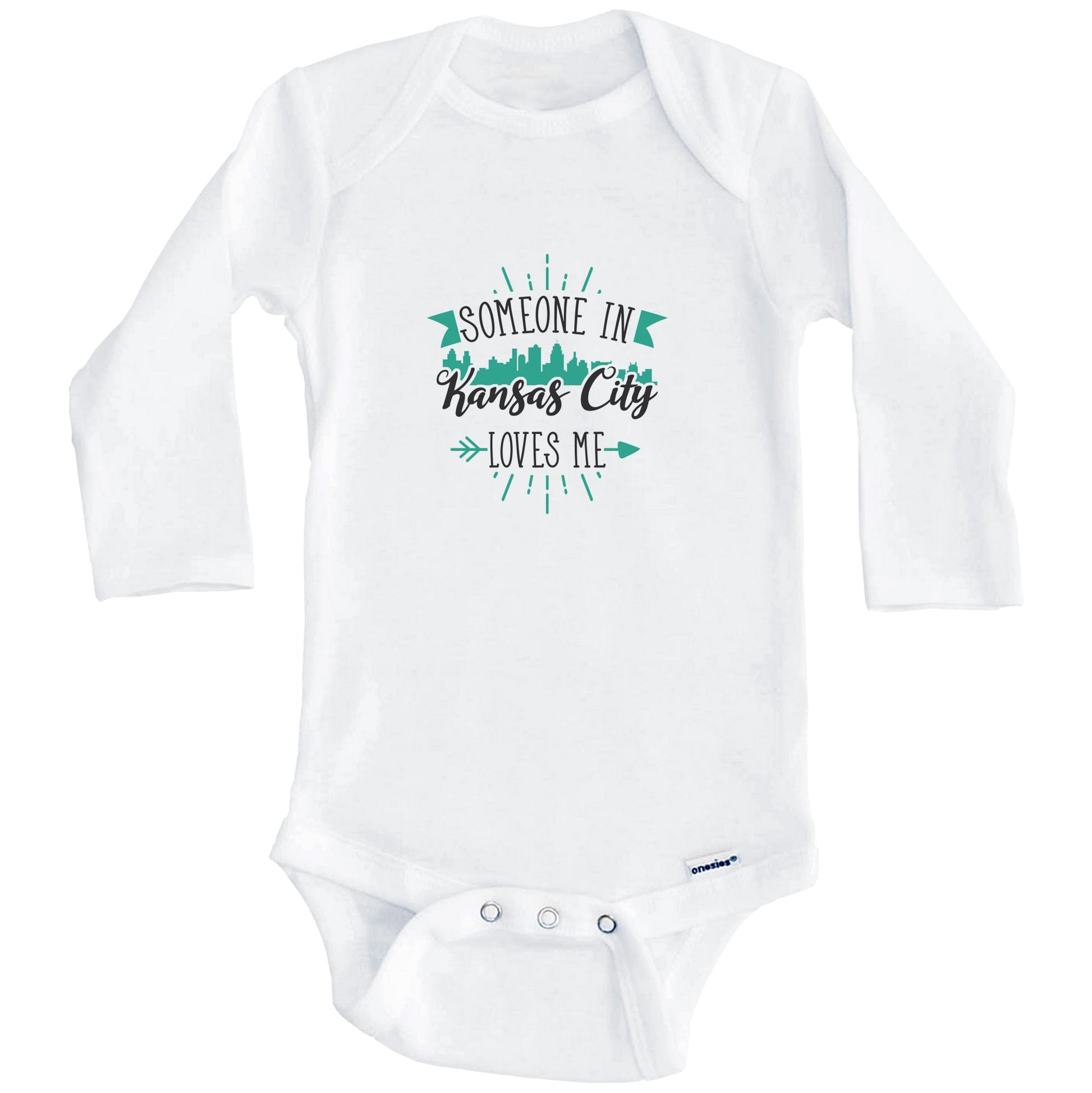 Someone In Kansas City Loves Me Kansas City MO Skyline Baby Onesie (Long Sleeves)