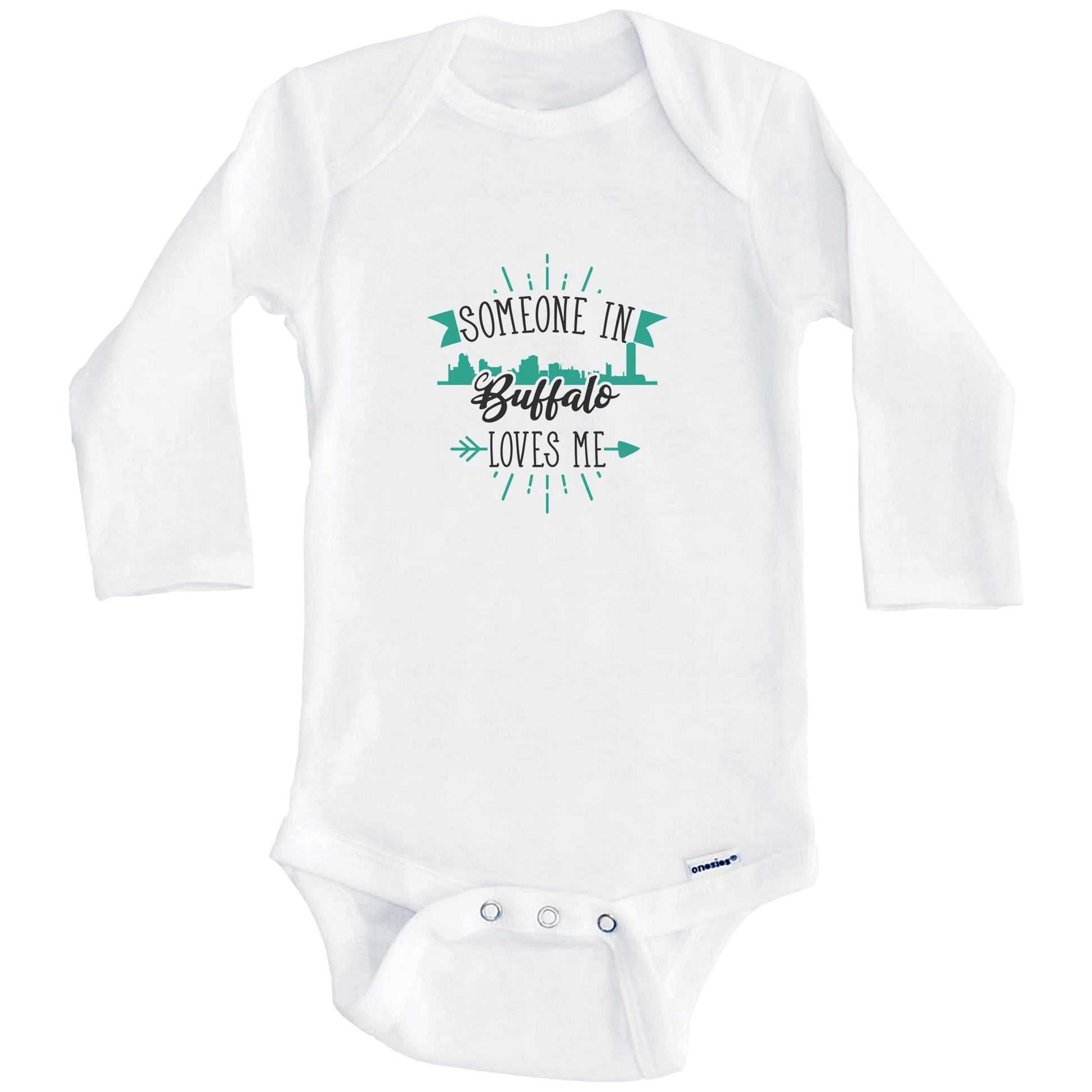 Someone In Buffalo Loves Me Buffalo NY Skyline Baby Onesie (Long Sleeves)