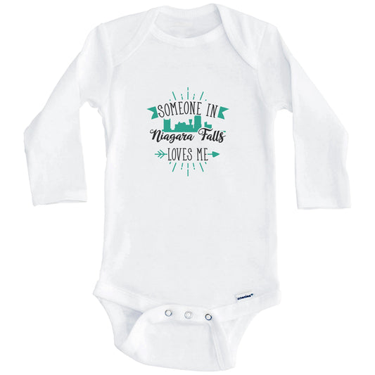Someone In Niagara Falls Loves Me Niagara Falls NY Skyline Baby Onesie (Long Sleeves)