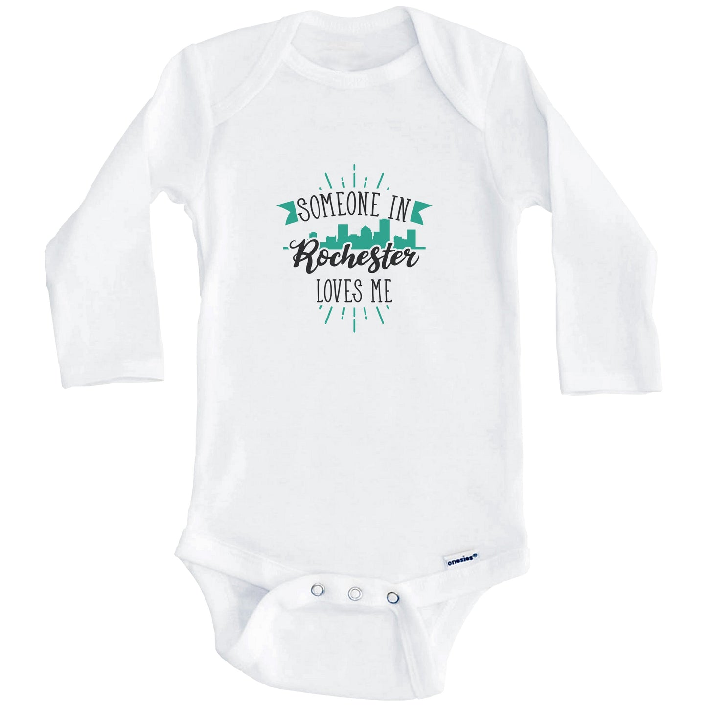 Someone In Rochester Loves Me Rochester NY Skyline Baby Onesie (Long Sleeves)