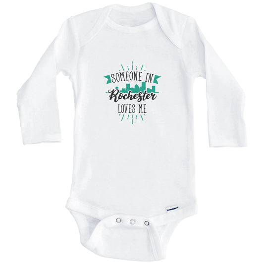 Someone In Rochester Loves Me Rochester NY Skyline Baby Onesie (Long Sleeves)