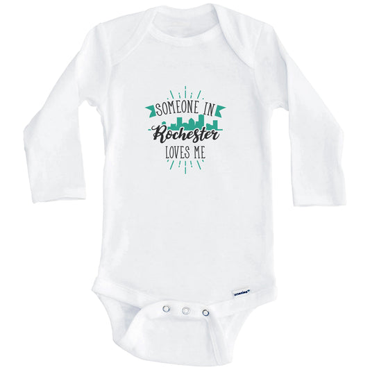 Someone In Rochester Loves Me Rochester NY Skyline Baby Onesie (Long Sleeves)