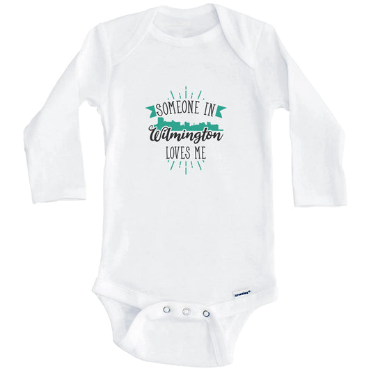 Someone In Wilmington Loves Me Wilmington NC Skyline Baby Onesie (Long Sleeves)