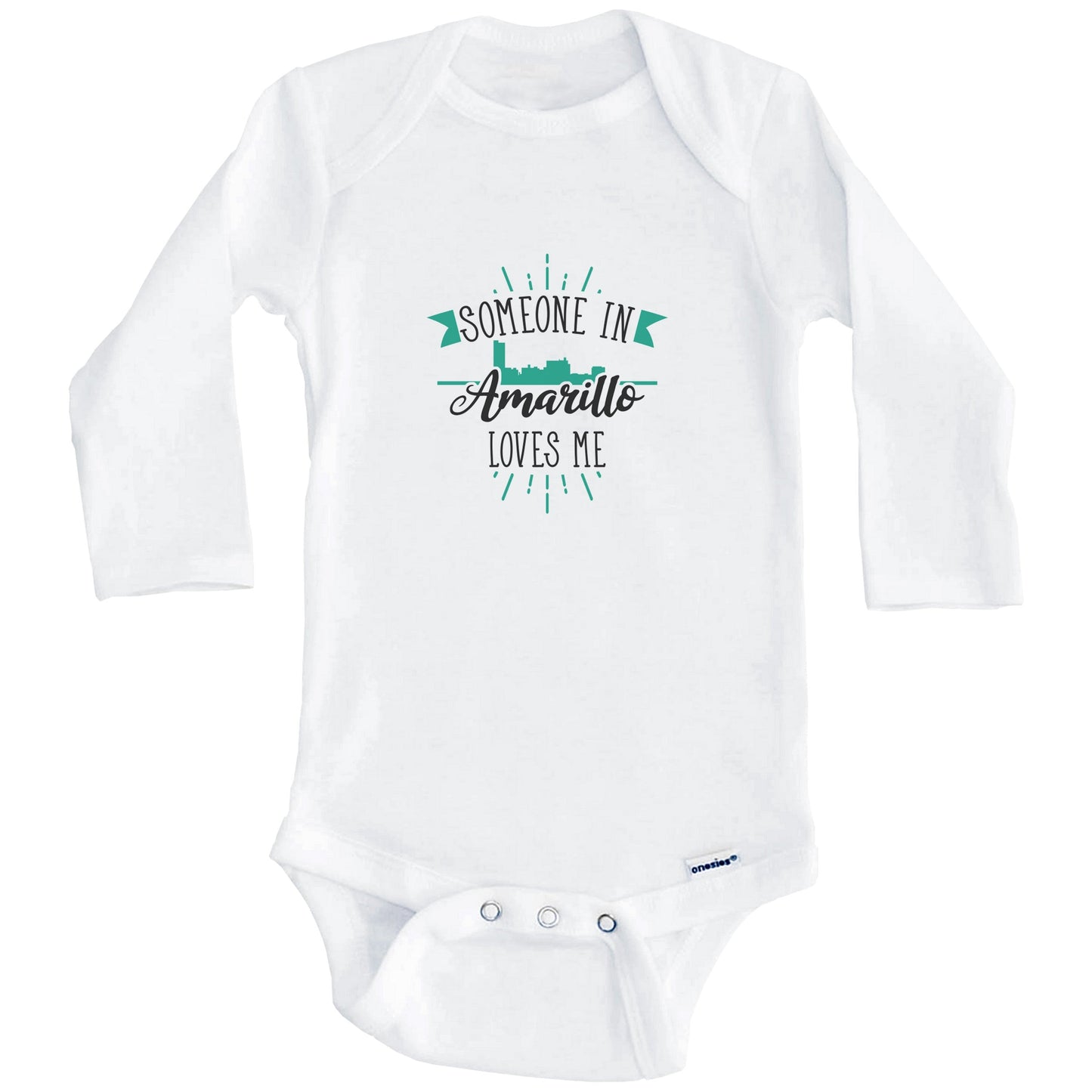 Someone In Amarillo Loves Me Amarillo TX Skyline Baby Onesie (Long Sleeves)
