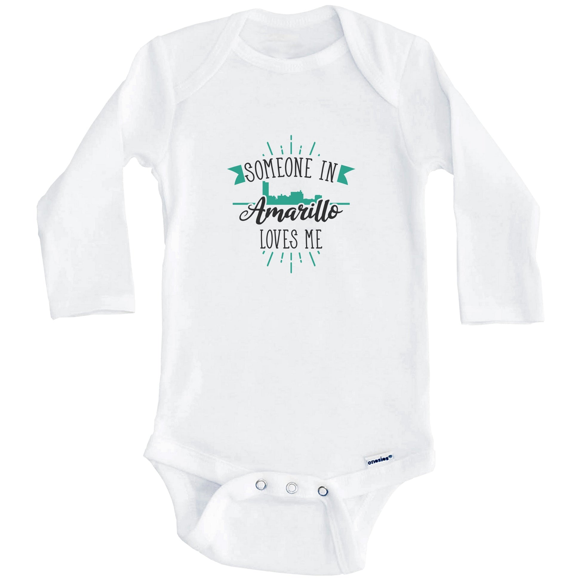 Someone In Amarillo Loves Me Amarillo TX Skyline Baby Onesie (Long Sleeves)